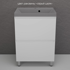 Style Line Тумба с кварцевой раковиной серый шелк Манхэттен 60 Plus эмаль белая матовая – фотография-2